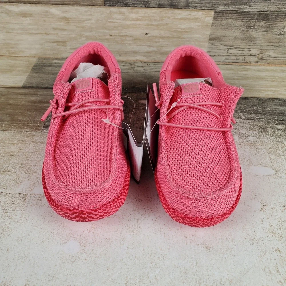Hey Dude Wally Funk Warped Geo Boys Shoes Sz 13 Pink Lemonade Hot Pink Round Toe